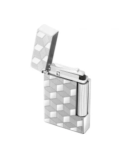 Accendino Initial Guillochè Cube Argento