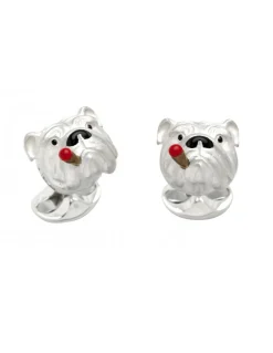 Deakin & Francis  - Gemelli Bul Dog con Sigaro Argento - Coltelleria Lorenzi Milano
