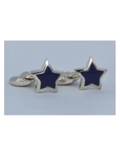 Deakin & Francis  - Gemello a forma di Stella in Argento e lacca Viola - Coltelleria Lorenzi Milano