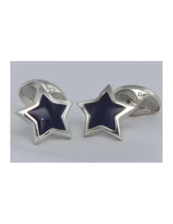 Deakin & Francis  - Gemello a forma di Stella in Argento e lacca Viola - Coltelleria Lorenzi Milano