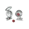 Gemelli da Polso Box con Dado da Gioco Rosso Argento