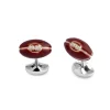 Gemelli da Polso Pallone Rugby in Argento con Smalto Marrone