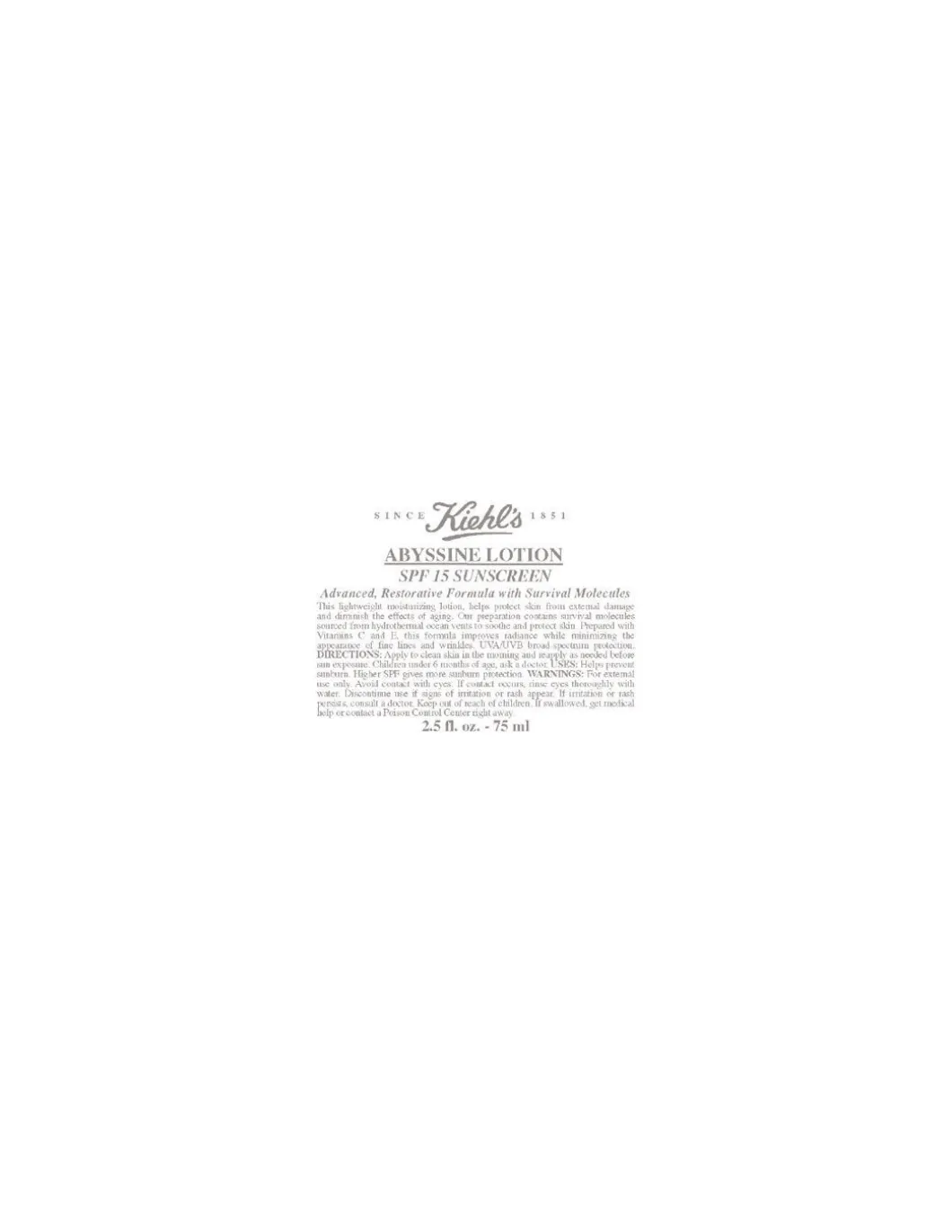 Kiehl's - Abyssine Lotion SPF 15 75ml - Coltelleria Lorenzi Milano