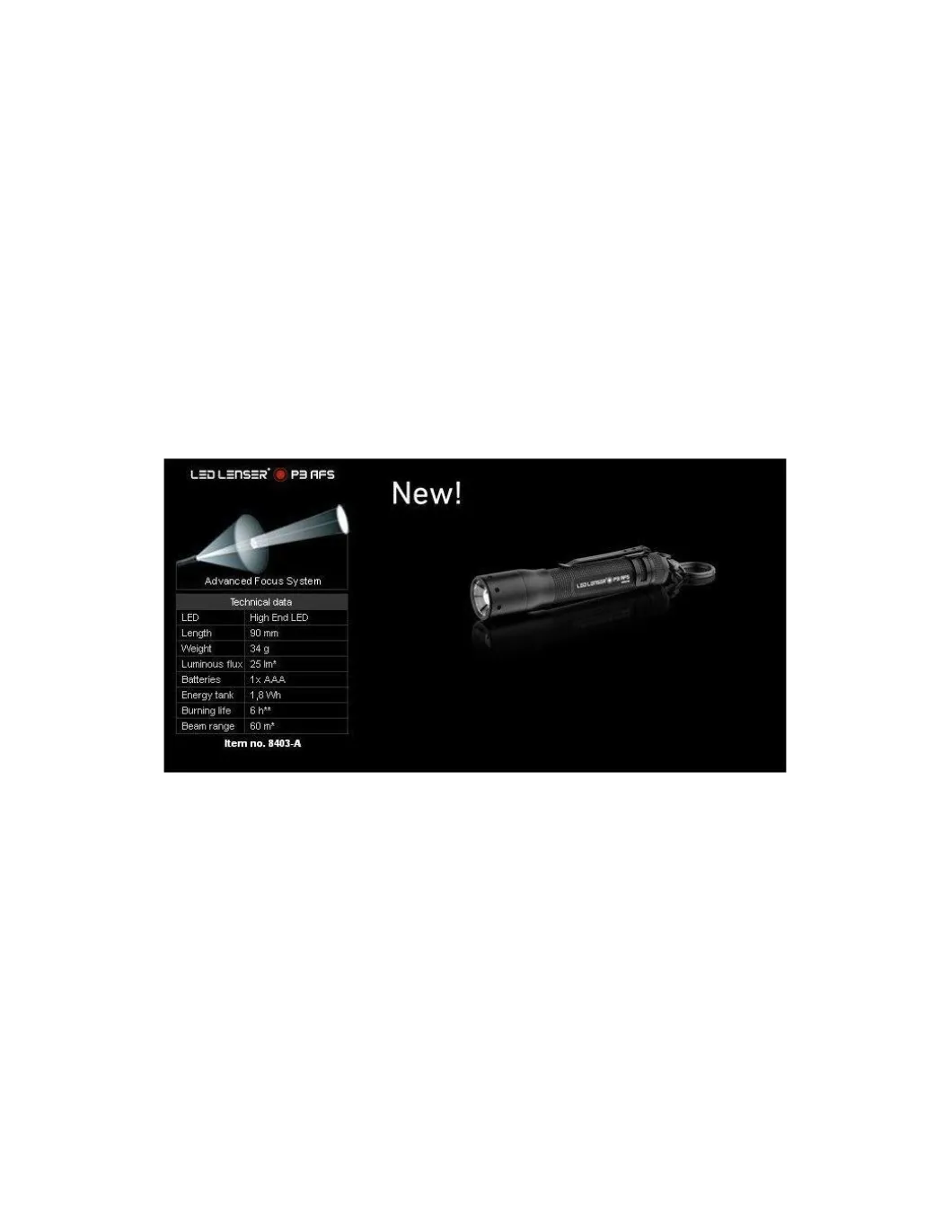 Led Lenser - Torcia Led P3 AFS - Coltelleria Lorenzi Milano