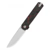 QSP Lark Pocket knife 14C28N blade Red Shredded CF overlay G10 handle