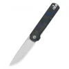 QSP Lark Pocket knife 14C28N blade Blue Shredded CF overlay G10 handle
