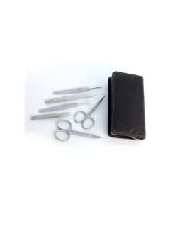 Set da Manicure Astuccio Nero in Pelle 6 pz