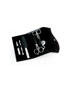 Set da Manicure in Morbida Pelle Verde Scuro 5pz
