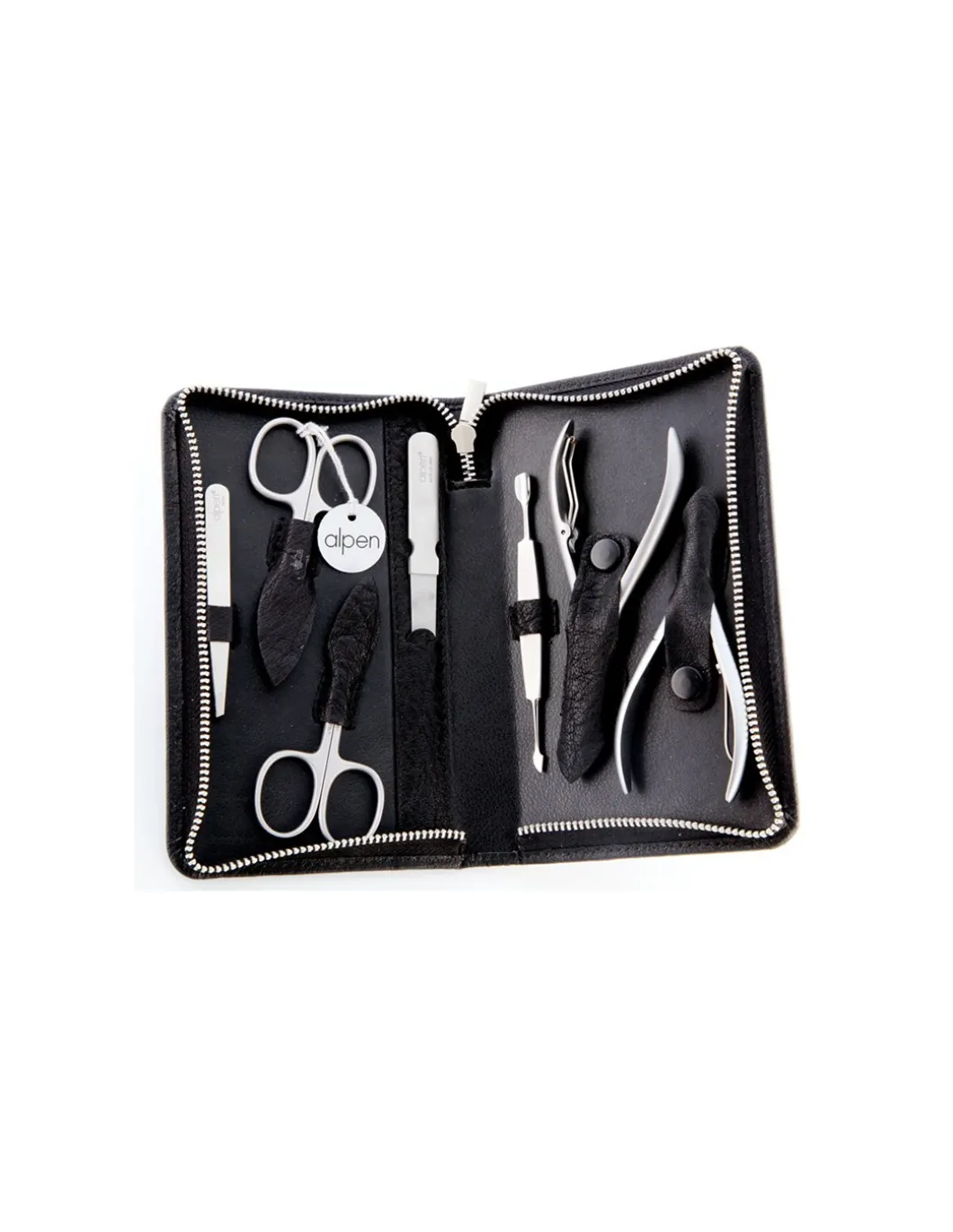 Set da Manicure in Pelle Nera 7 pz
