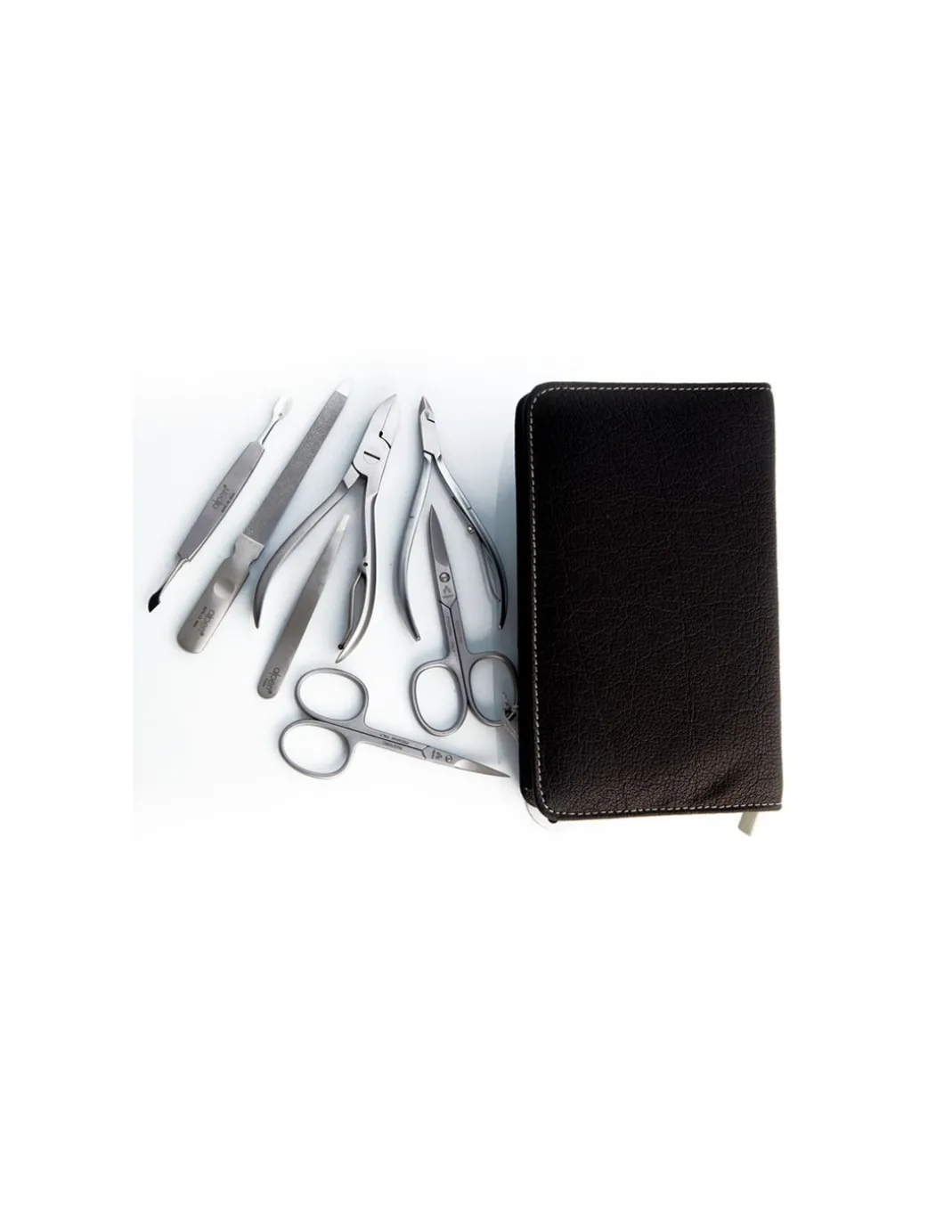 Set da Manicure in Pelle Nera 7 pz