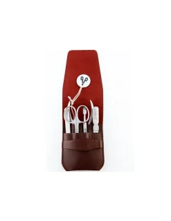 Set Manicure in Pelle Collection Inox Bordeaux