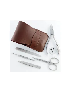 Set Manicure in Pelle Collection Inox Bordeaux