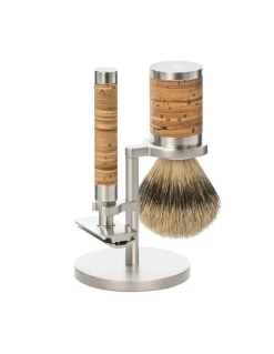 Set Rasoio Tradizionale e Pennello Tasso Legno di Betulla Rocca