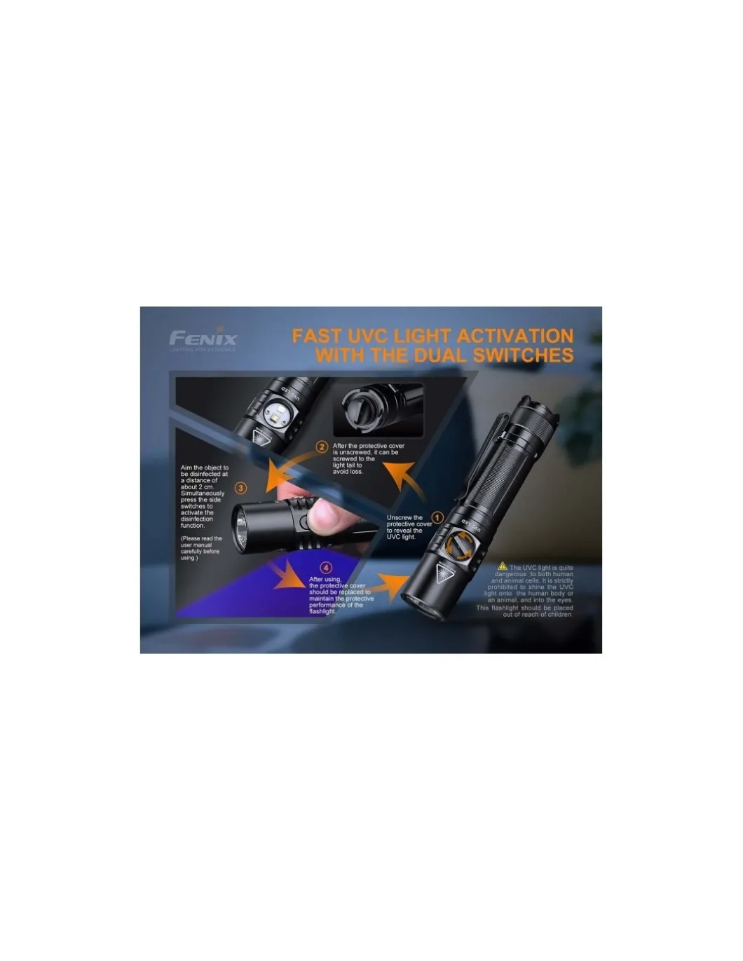 Torcia Disinfettante UVC LED Fenix LD32 1200 lumen 170 metri