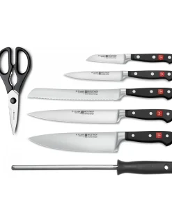 Wüsthof - Ceppo di 7 Coltelli da Cucina in Frassino Nero - Coltelleria Lorenzi Milano